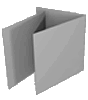 Faltblatt, gefalzt auf Quadrat 10,5 cm x 10,5 cm, 8-seiter (Doppelparallelfalz)