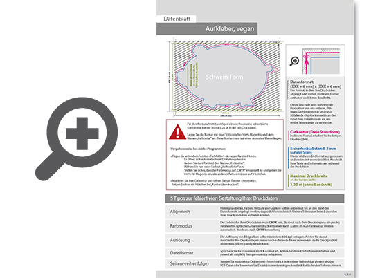 Product Bild vegane_wiederabl__sbare_klebefolie_in_schwein-form_konturgeschnitten___einseitig_4_0-farbig_bedruckt