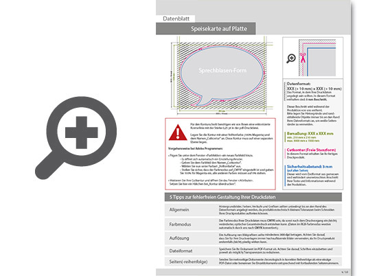 Product Bild speisekarte_auf_platte_in_sprechblase-form_konturgefr__st___einseitig_4_0-farbig_bedruckt